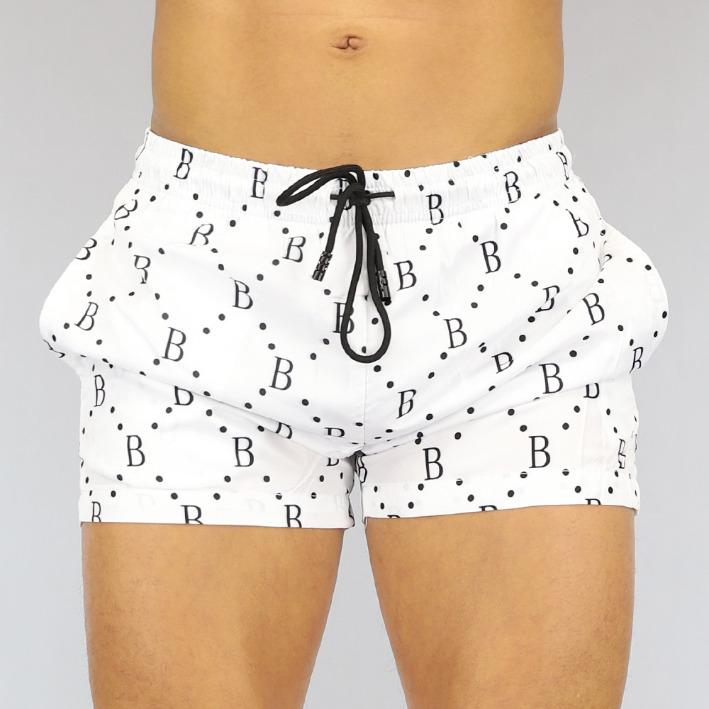 lid resterend schaak Witte Superslimfit Heren Zwembroek met Print - Black-Leo.nl