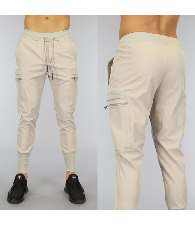 Taupe Heren Cargo Broek met Multizakken