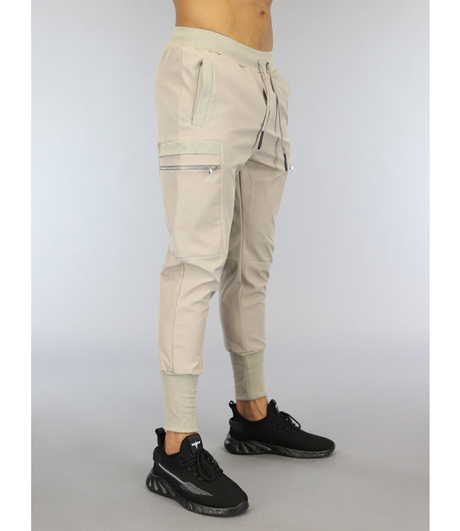 Taupe Heren Cargo Broek met Multizakken