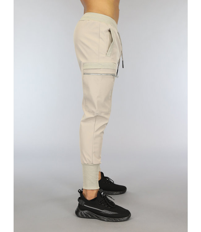 Taupe Heren Cargo Broek met Multizakken