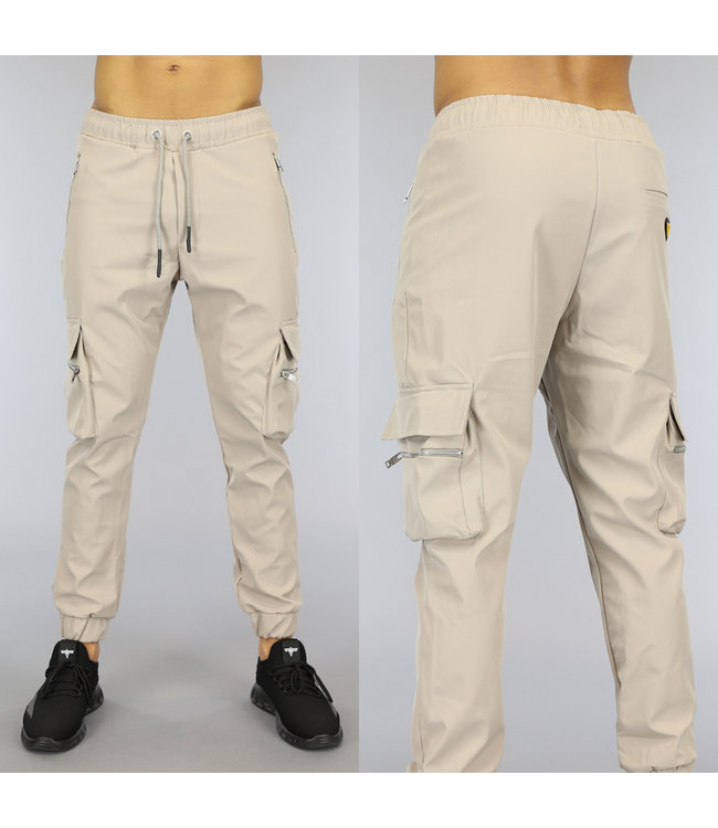 Lichtgrijze Heren Cargo Broek met Ritsen