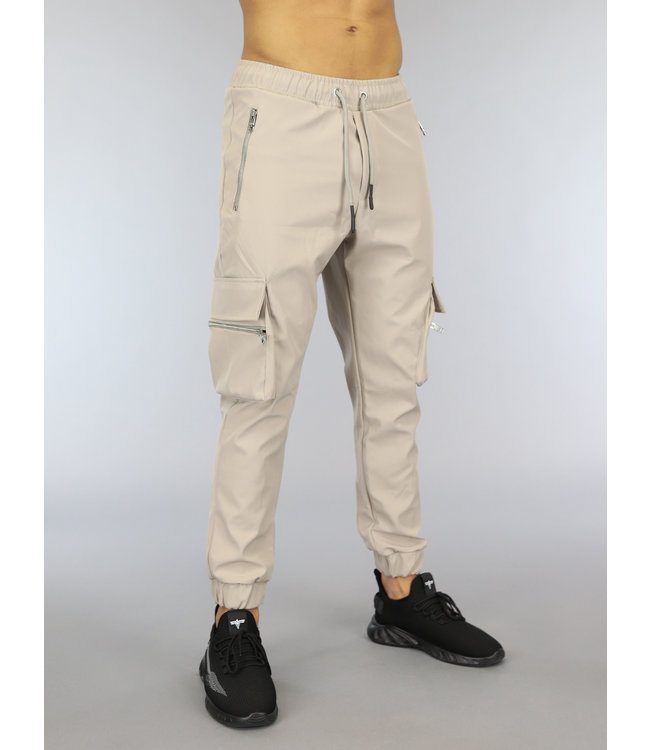 Lichtgrijze Heren Cargo Broek met Ritsen
