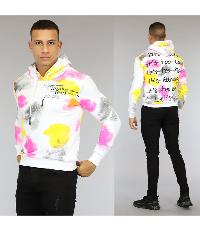 !OP=OP Witte Multicolored Charlie Chaplin Hoodie