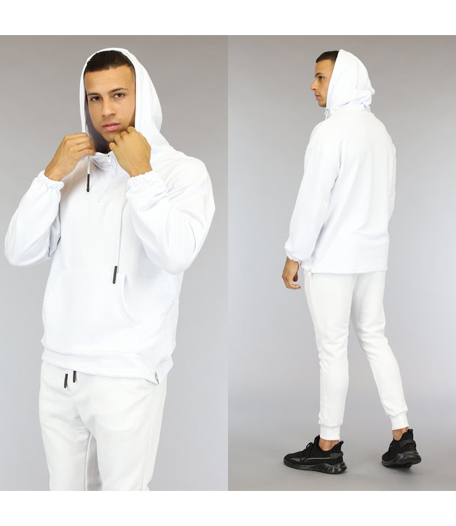 !SALE50 Witte Heren Hoodie met Ritsen