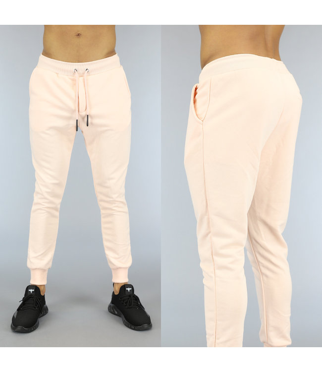 Zalmroze Stretch Heren Joggingbroek met Zakken