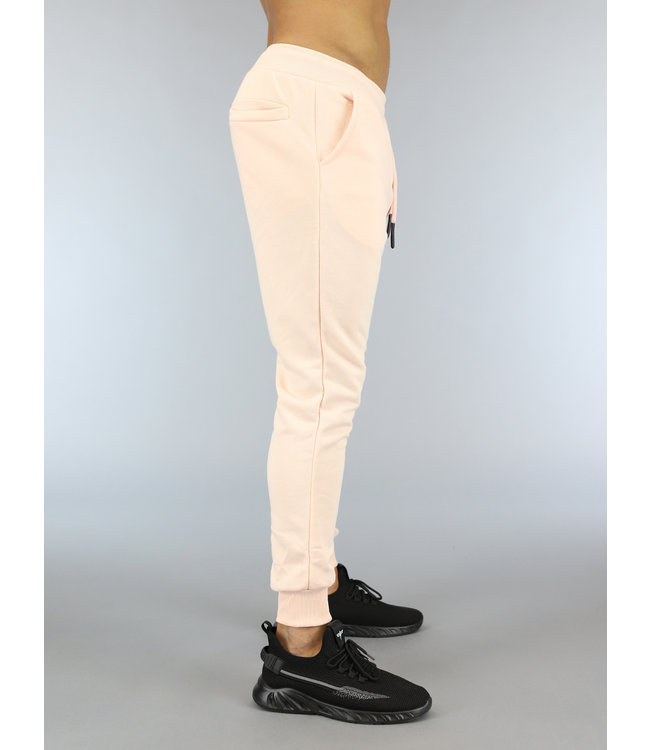 Zalmroze Stretch Heren Joggingbroek met Zakken