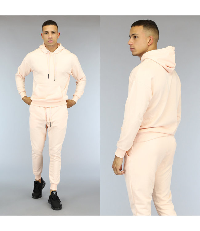 Zalmroze Stretch Heren Joggingbroek met Zakken
