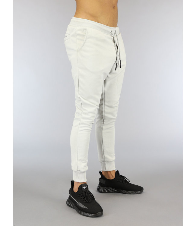 Lichtgrijze Stretch Heren Joggingbroek met Zakken