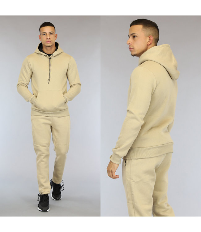 Comfy Beige Heren Huispak met Hoodie