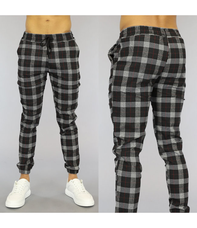 Donkergrijze Geruite Chino Pantalon — FINESTDENIM.COM