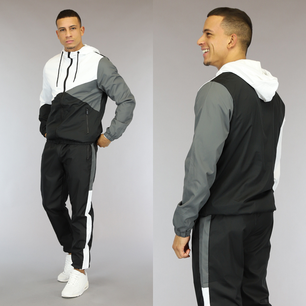 Grijze Heren Parachute Tracksuit met Capuchon BlackLeo.nl