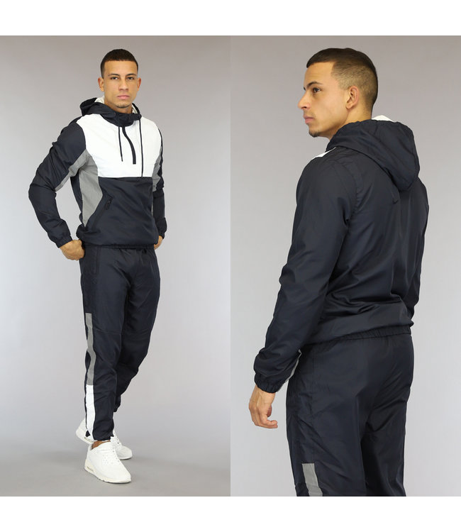 !OP=OP Navy/Witte Heren Tracksuit met Reflecterende Details