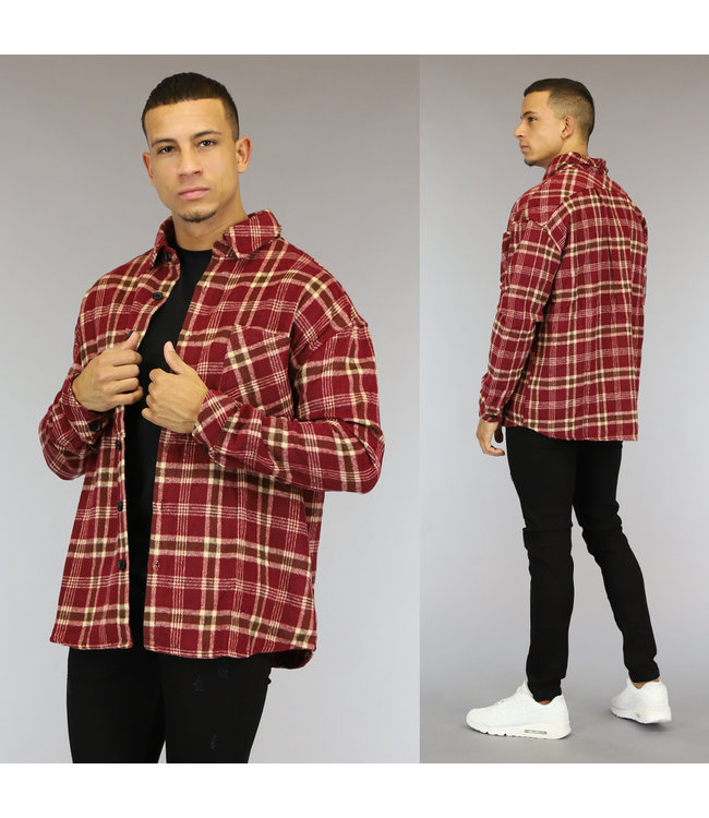 Rood Flanellen Heren Blok Overshirt