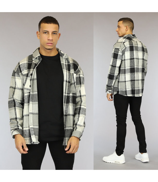 Grijs Heren Blok Overshirt met Borstzakken