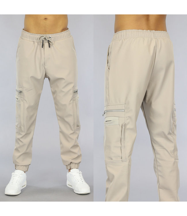 Beige Heren Jogger met Multizakken