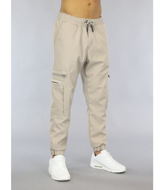 Beige Heren Jogger met Multizakken