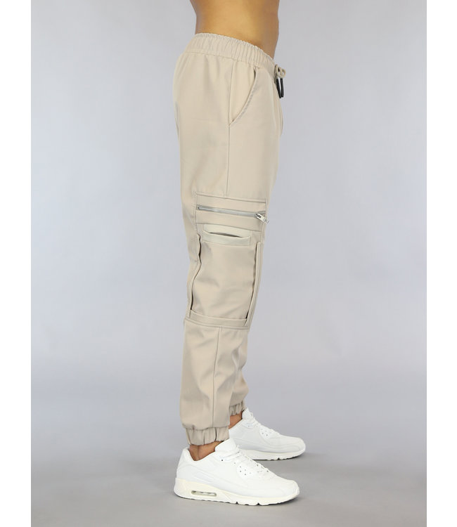Beige Heren Jogger met Multizakken