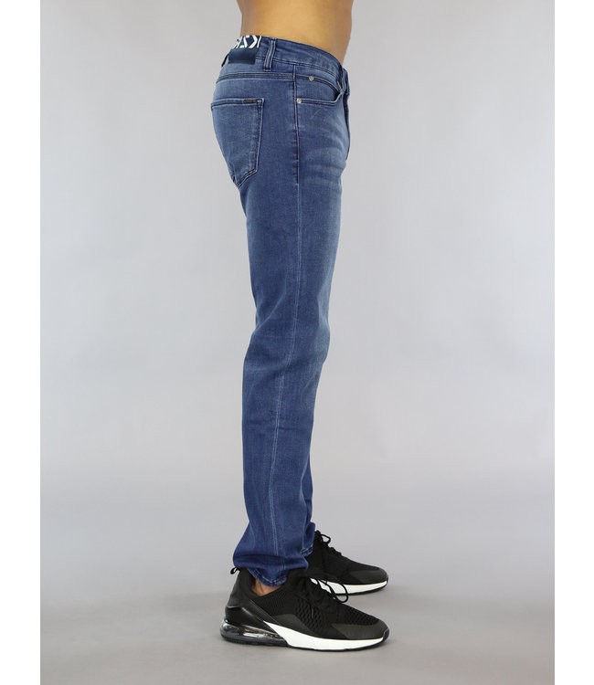 !OP=OP Blauwe Basic Heren Slim Fit Jeans met Wassing