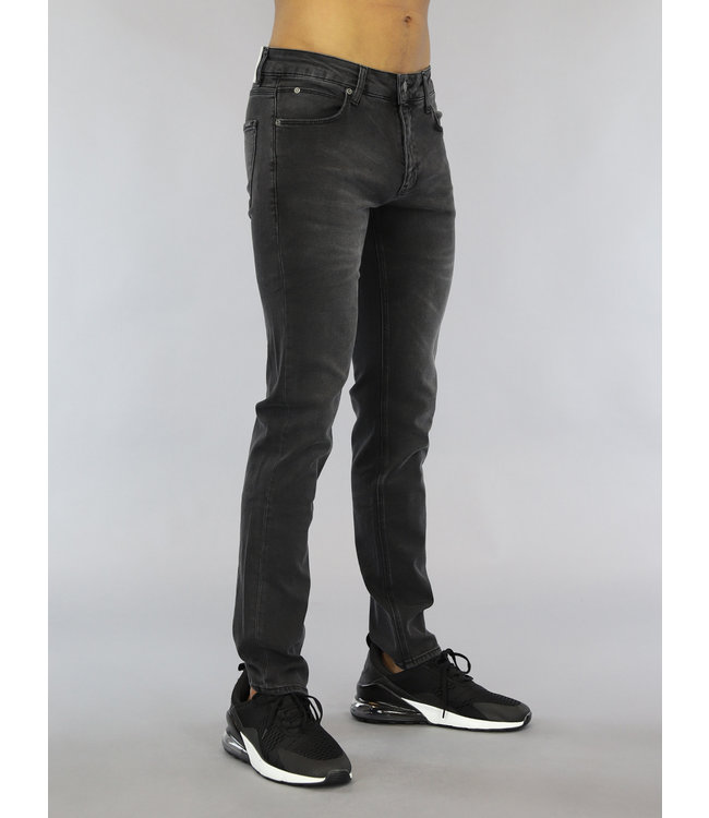 !OP=OP Donkergrijze Heren Slim Fit Jeans met Wassing