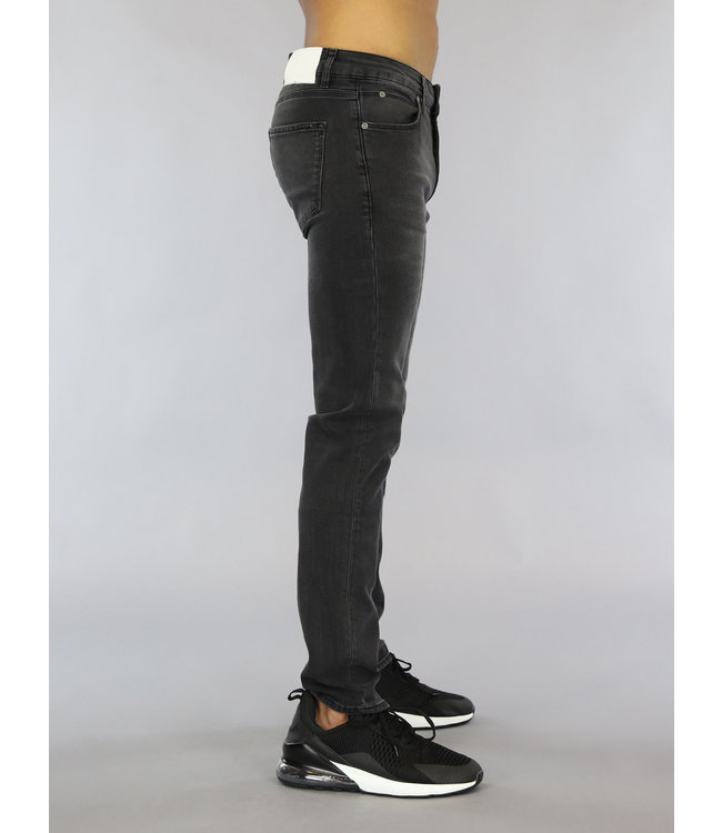 !OP=OP Donkergrijze Heren Slim Fit Jeans met Wassing