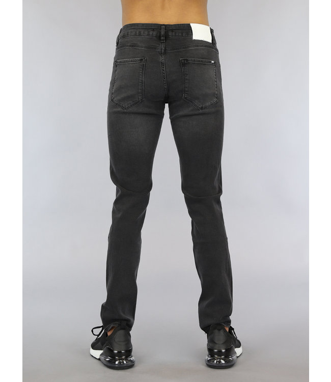 !OP=OP Donkergrijze Heren Slim Fit Jeans met Wassing