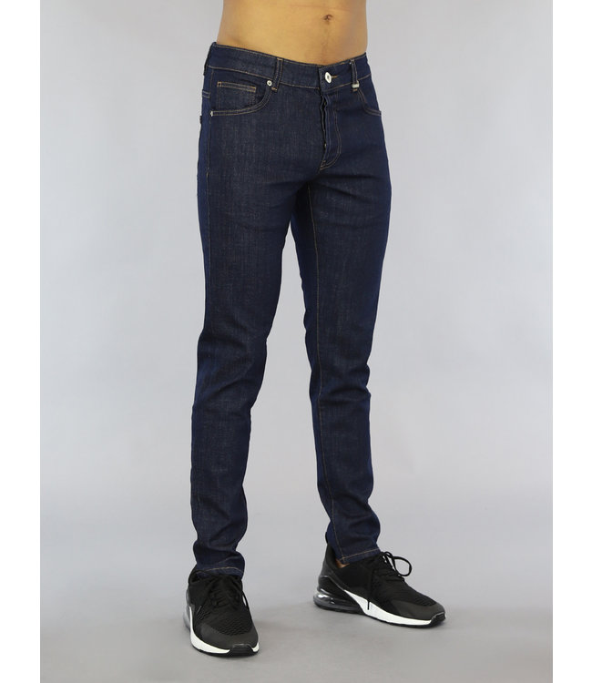 !OP=OP Donkerblauwe Old Look Slim Fit Heren Jeans