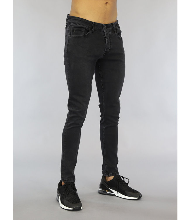 Basic Zwarte Heren Skinny Jeans met Wassing