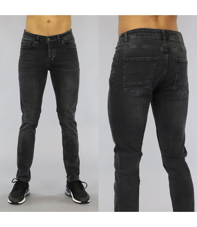 !OP=OP Donkergrijze Heren Skinny Jeans met Wassing