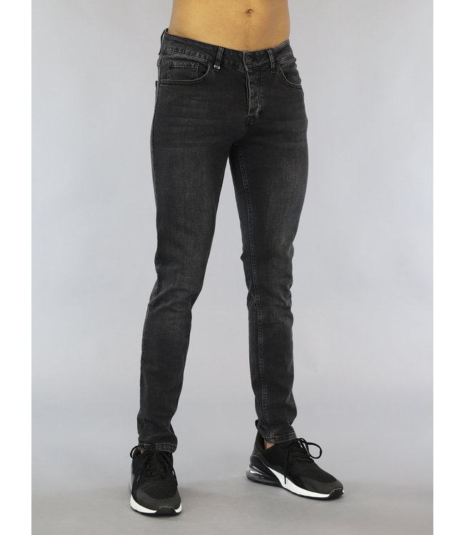 !OP=OP Donkergrijze Heren Skinny Jeans met Wassing