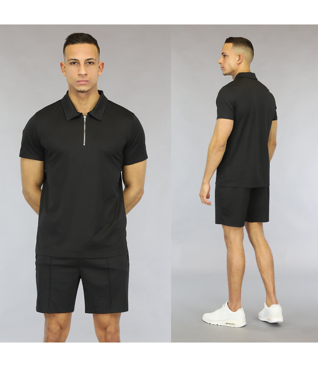 !OP=OP Zwarte Heren Short Set met Ritsen