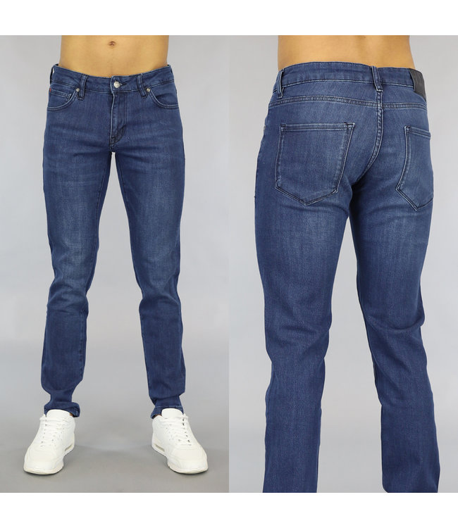 Blauwe Slim Fit Heren Jeans met Stretch