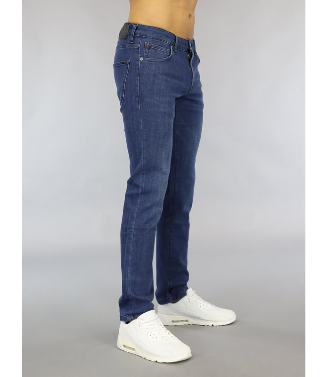 Blauwe Slim Fit Heren Jeans met Stretch
