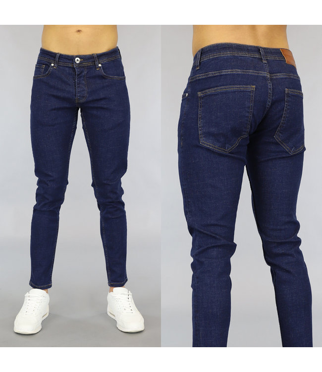 !OP=OP Basic Donkerblauwe Slim Fit Heren Jeans