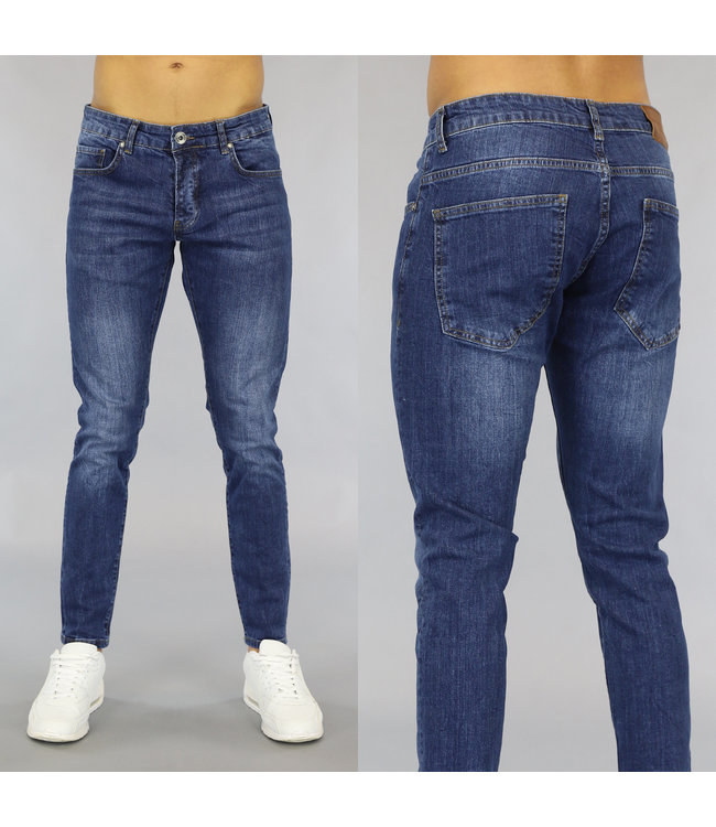 !OP=OP Blauwe Regular Fit Heren Jeans met Wassing