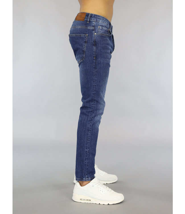 !OP=OP Blauwe Regular Fit Heren Jeans met Wassing