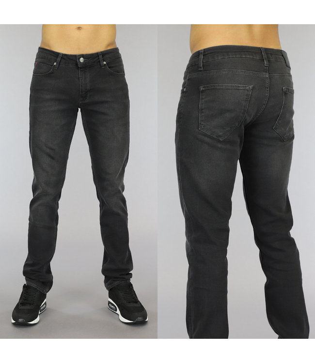 !OP=OP Basic Antraciet Slim Fit Heren Jeans