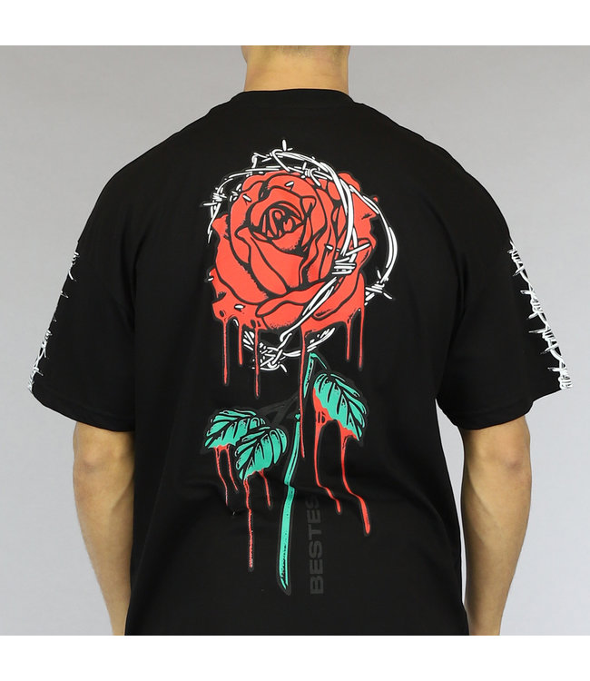 !OP=OP Oversized Zwart Roses Heren T-Shirt