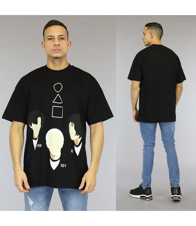 Oversized Zwart Heren Squid Game T-Shirt