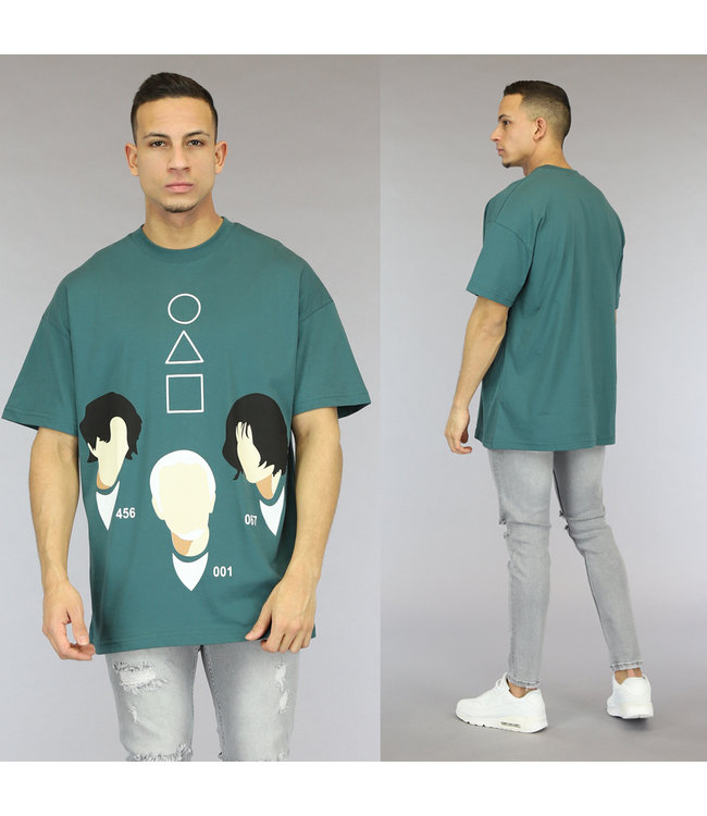 Oversized Zeegroen Heren Squid Game T-Shirt
