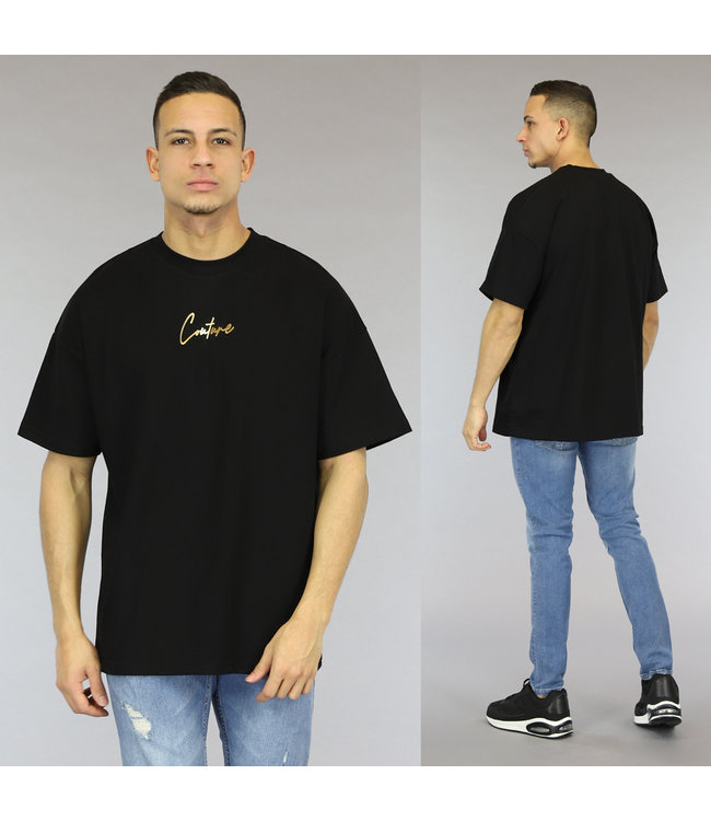Oversized Zwart Couture Heren T-Shirt