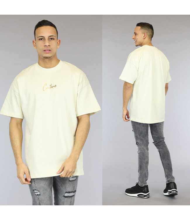 Oversized Beige Couture Heren T-Shirt