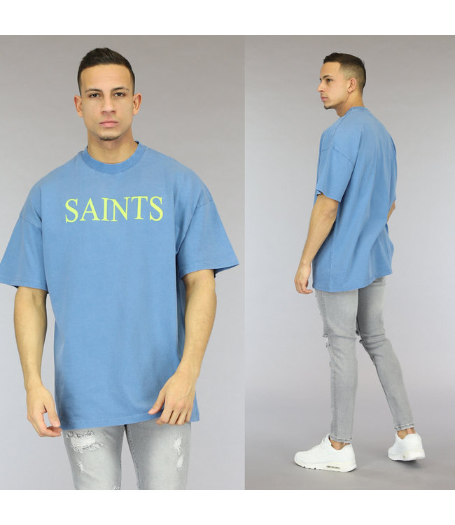 !OP=OP Oversized Blauw Saints Heren T-Shirt