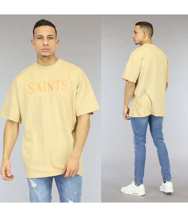 Oversized Beige Saints Heren T-Shirt
