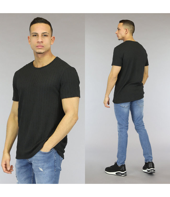 Zwart Heren Shirt met Strepen