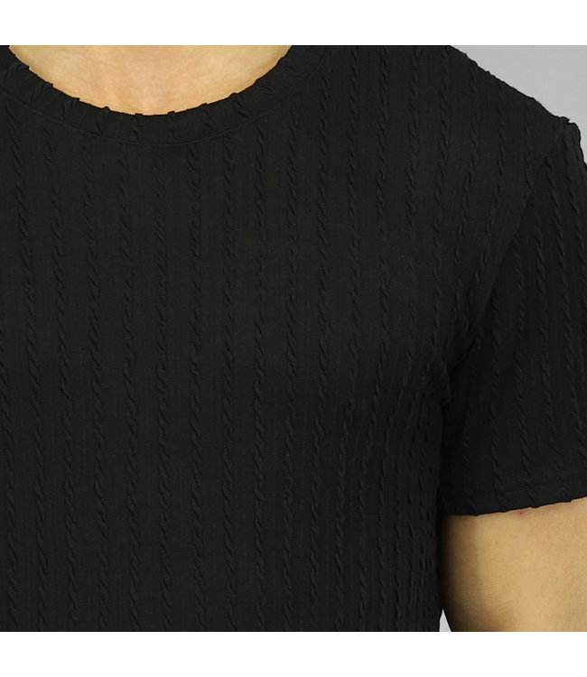 Zwart Heren Shirt met Strepen