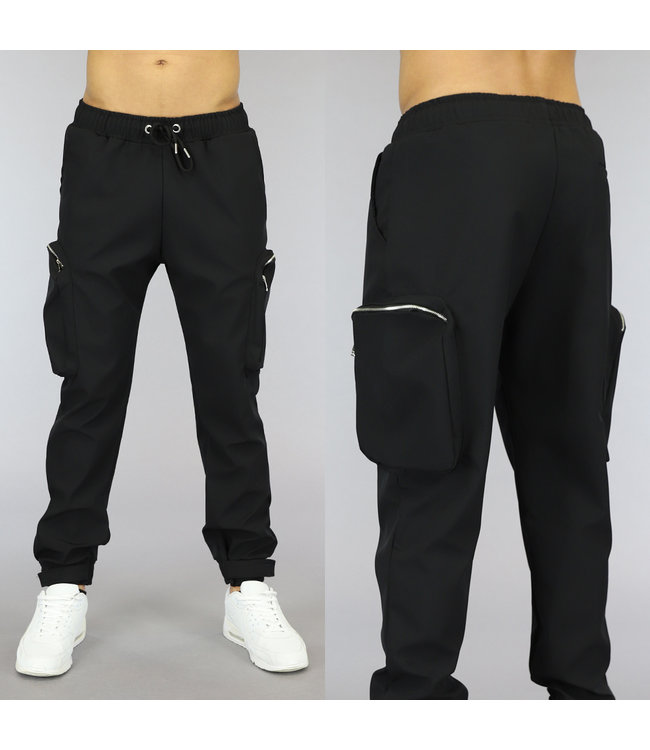 !OP=OP Zwarte Loose-Fit Heren Cargo Jogger