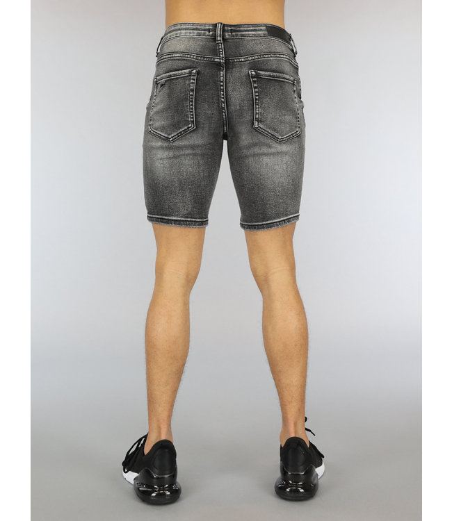 Acid Washed Heren Jeans Short met Scheuren