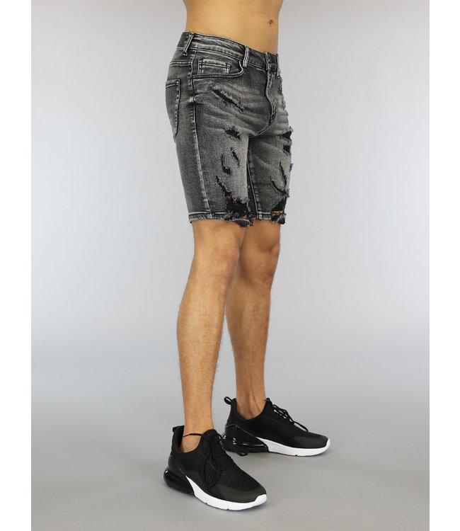 !SALE50 Acid Washed Heren Jeans Short met Scheuren