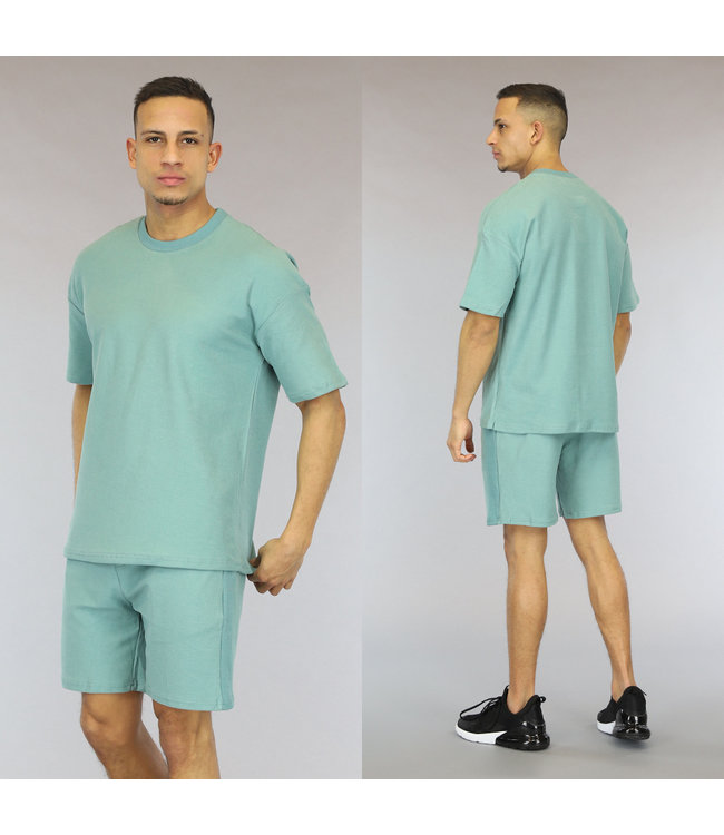 !OP=OP Groene Oversized Katoenen Heren Short Set