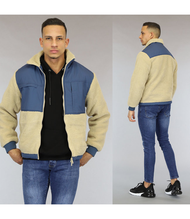 !OP=OP Beige/Blauw Oversized Heren Teddy Jack